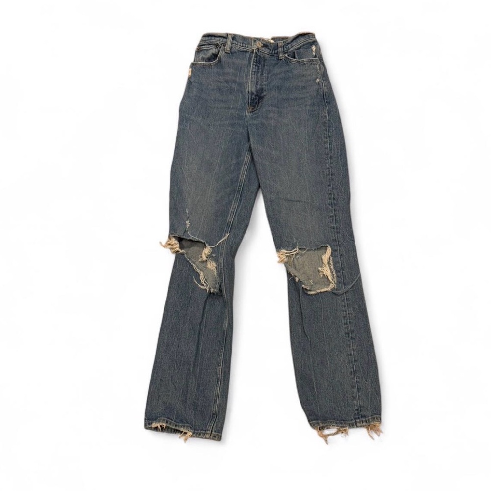 Abercrombie 90s Straight Ultra High‎ Rise Distressed Jeans Size 25